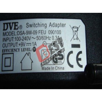 DSA-9W-09  / 9 Volt 1 Amper Adaptör