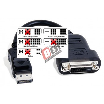 DisplayPort to Single  Link DVI-D Monitör Cable